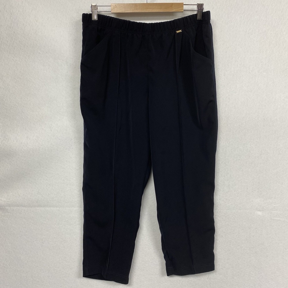 St John Womens L Crop Pants Black Office Career Professional Slacks Capri